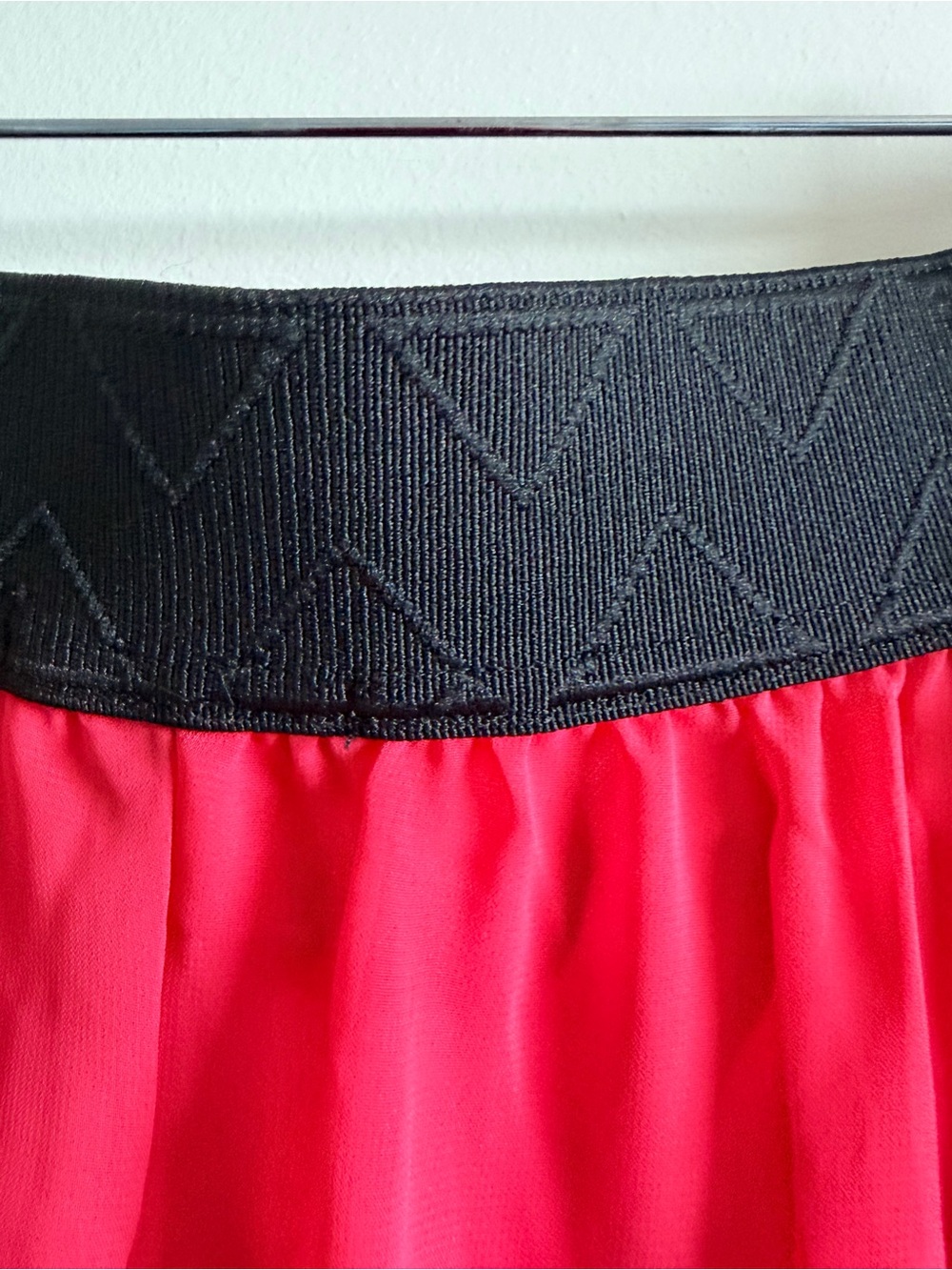 LuLaRoe Pink Chiffon Coral Midi Skirt with Black Waistband - Picture 5 of 6